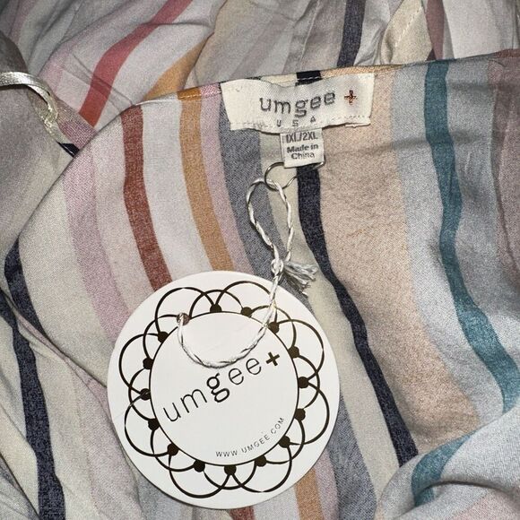 Umgee Plus Size Boho Multi Color  Stripe Raw Hem Kimono 1X-2X NWT - Picture 3 of 4